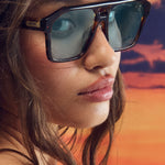 QUAY Soundcheck Amber Tort/Aqua on model