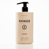 Bottle of Range Renew body wash on a white background