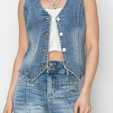 Deana V-Neck Button Down Vest