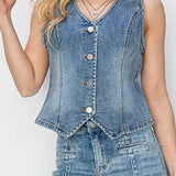 Deana V-Neck Button Down Vest