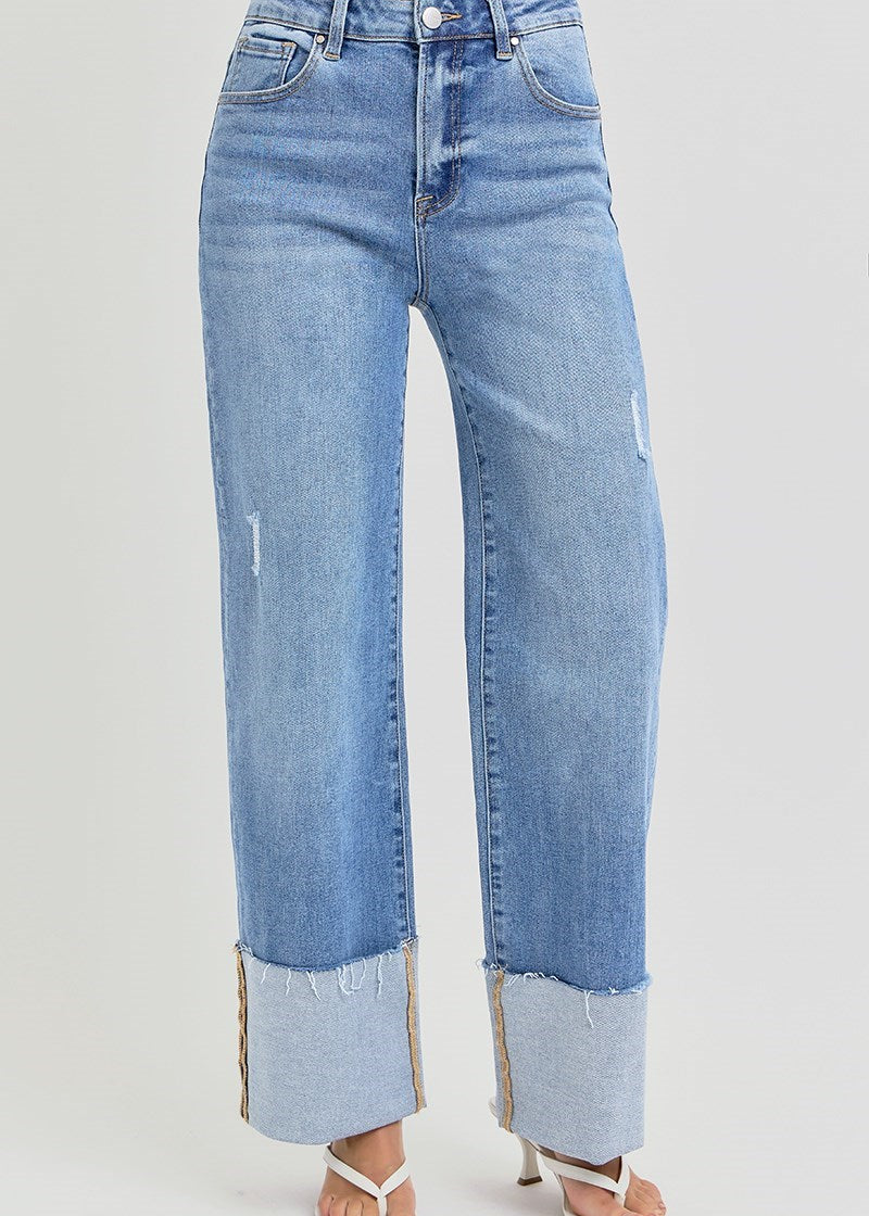 Risen Jeans - Womens - Bottoms - Pants - Jordan High Rise Cuffed Wide Leg Jeans - MTT Collective