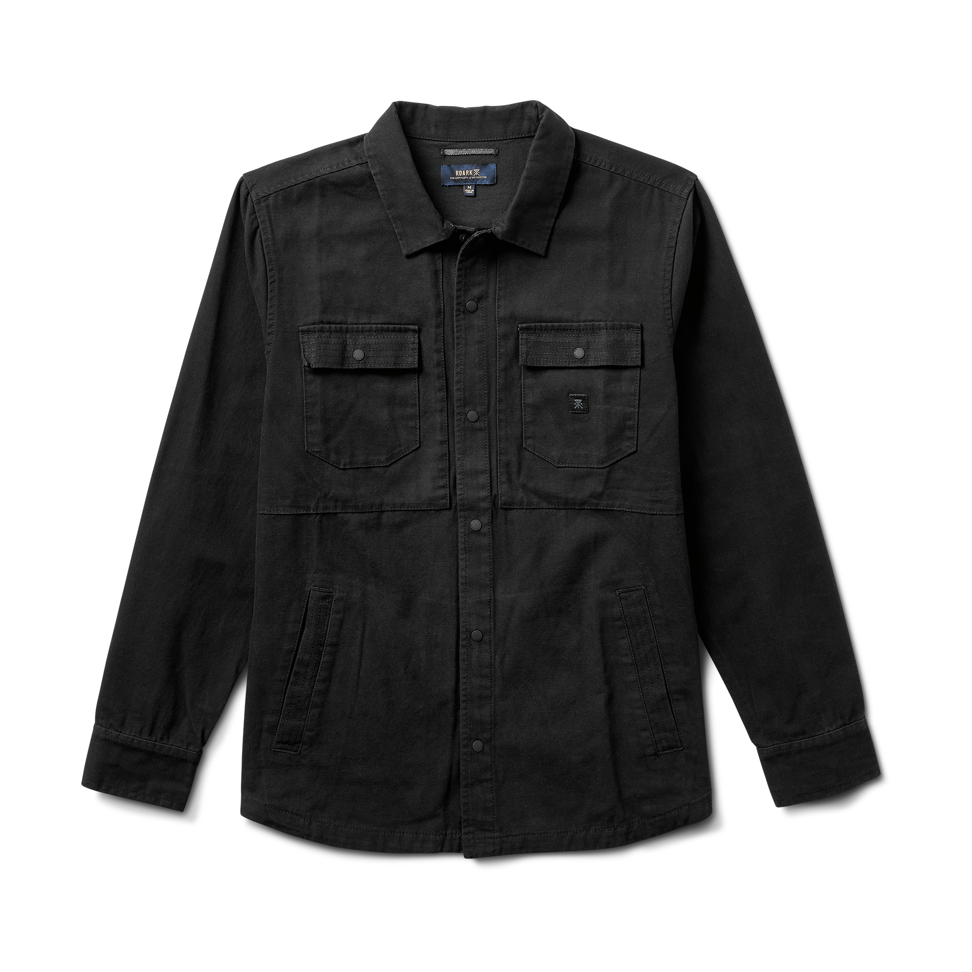 Black Jacket with button details on a white background