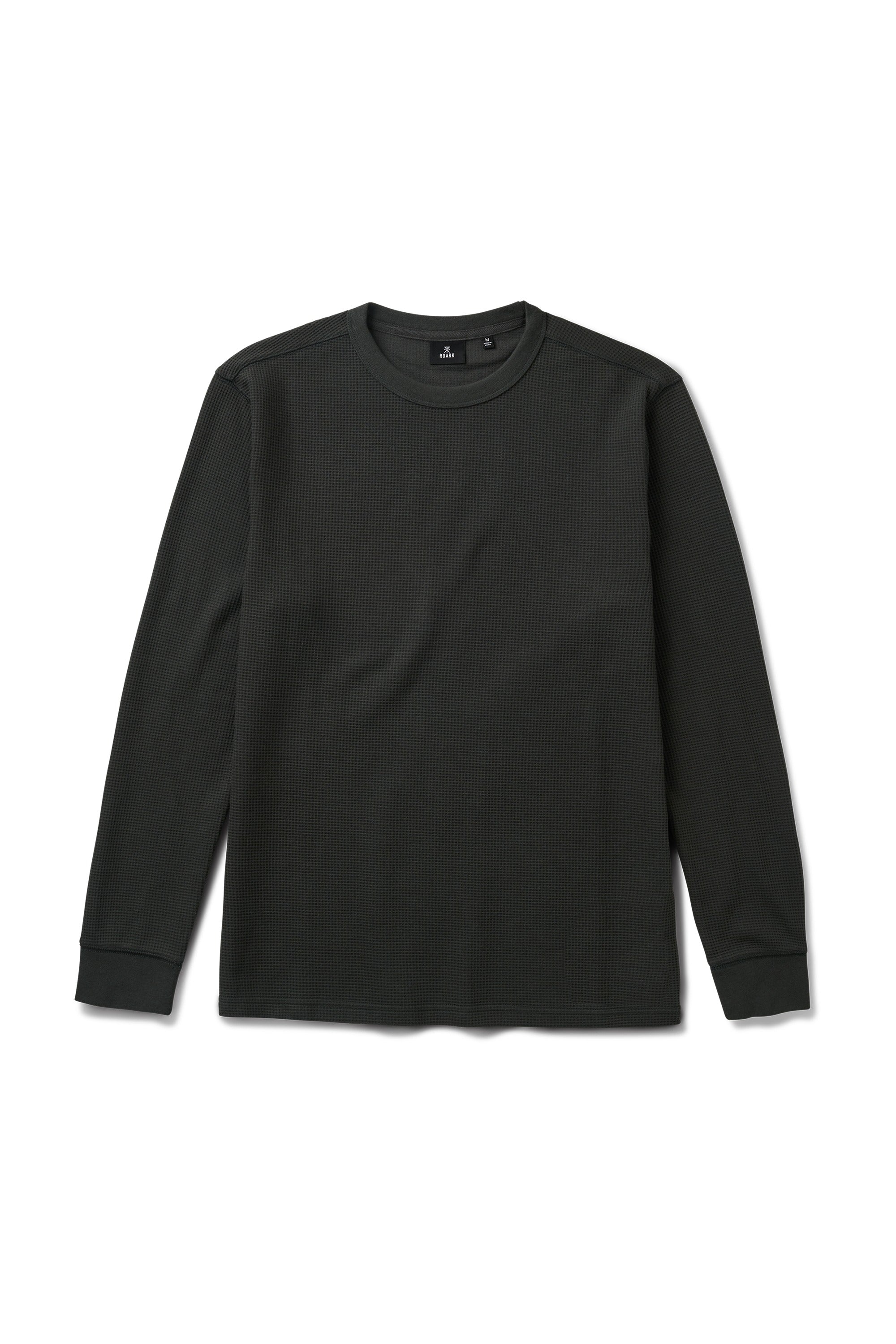 Roark Well Worn Thermal Long Sleeve Tee in Onyx - front