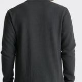 Roark Well Worn Thermal Long Sleeve Tee in Onyx worn by model - back