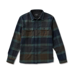 Plaid shirt with dark and green pattern on a white background
