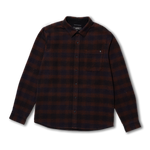Plaid shirt with brown and black pattern on a white background