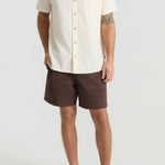 Roark Crosswinds Button Up Shirt in Unbleached worn by model - side