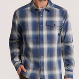 Roark Diablo Long Sleeve Flannel in Slate worn by model - front
