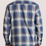 Roark Diablo Long Sleeve Flannel in Slate worn by model - back