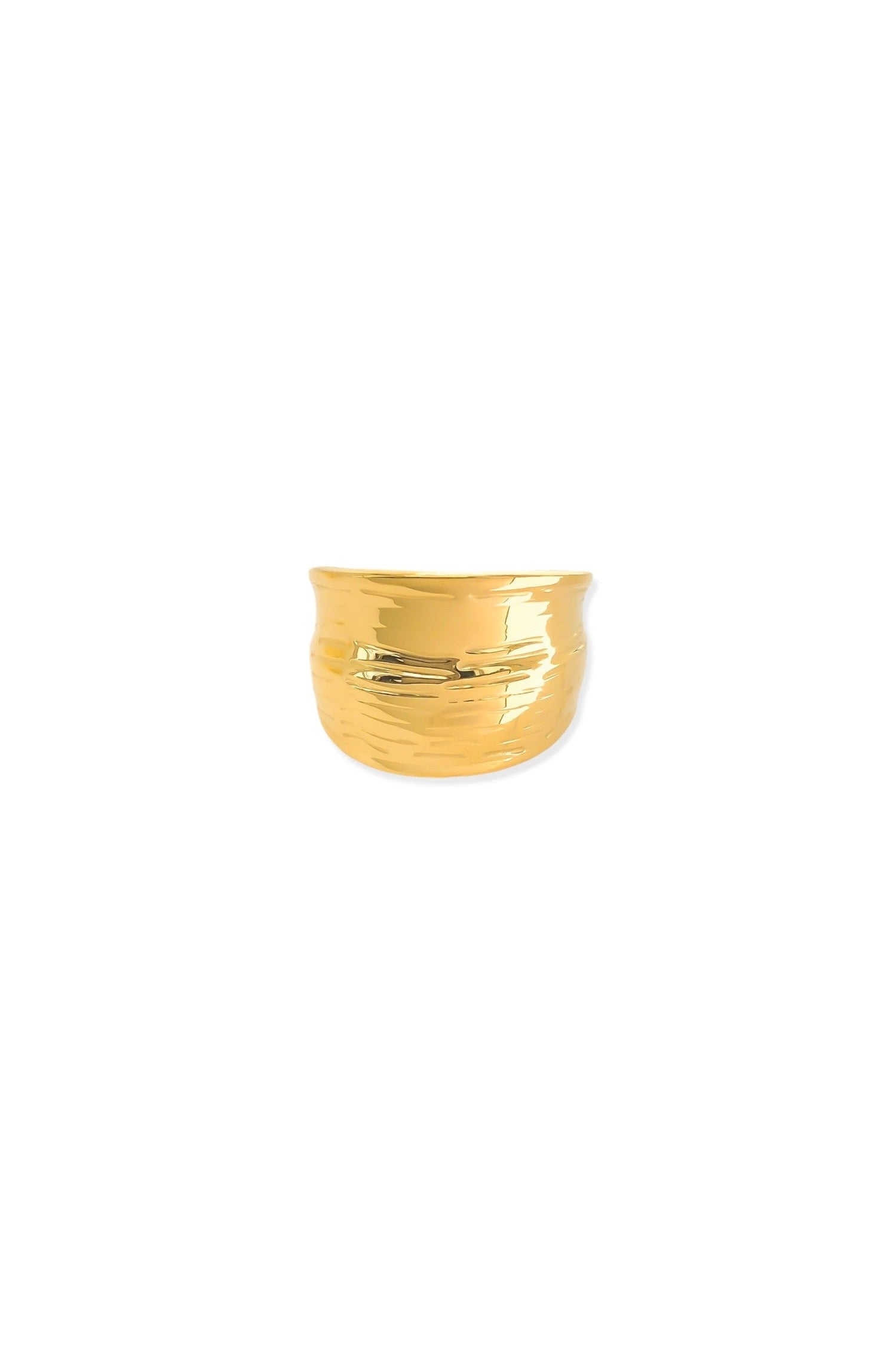 Textured open band ring in gold