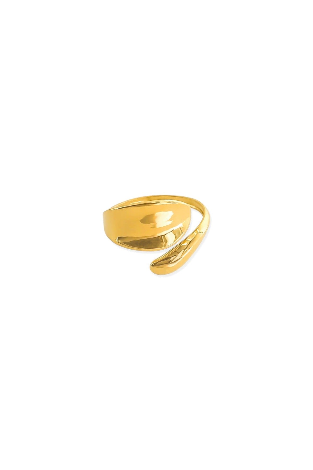 Overlapping double band ring in gold