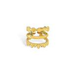 Triple layer mixed band ring in gold
