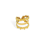 Triple layer mixed band ring side view