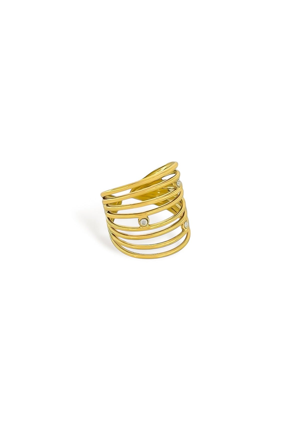 Eight layer stacked cubic zirconia ring side view