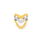 Two tone triple wave ring in gold and silver