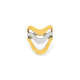 Two tone triple wave ring in gold and silver