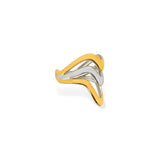 Two tone triple wave ring side view