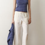 Marine Layer Linen Drawstring Pant in Antique White