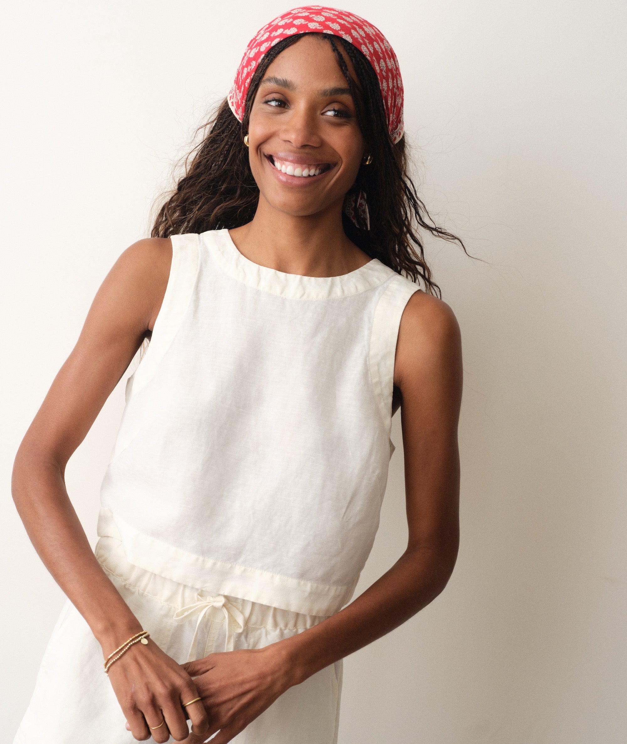 Marine Layer Quinn Linen Tank in Antique White