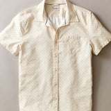 Marine Layer Better-Than-Linen Shirt in Cream Diamond Print