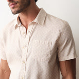Marine Layer Better-Than-Linen Shirt in Cream Diamond Print