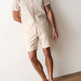 Marine Layer Better-Than-Linen Shirt in Cream Diamond Print