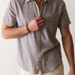 Marine Layer Classic Stretch Selvage Shirt in Green Matchstick Print