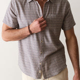 Marine Layer Classic Stretch Selvage Shirt in Green Matchstick Print