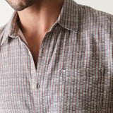 Marine Layer Classic Stretch Selvage Shirt in Green Matchstick Print