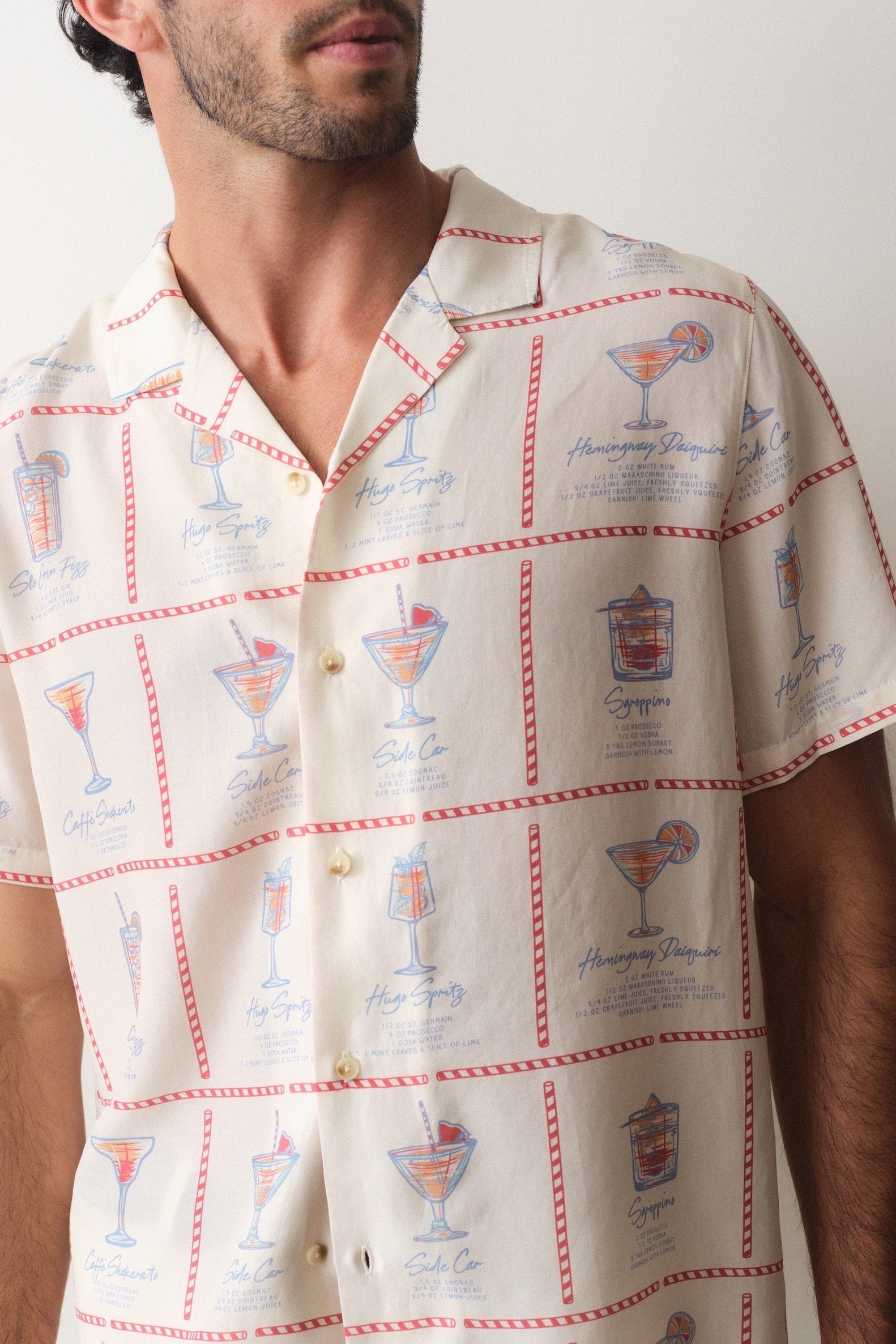 Marine Layer Luzio Resort Shirt in Multi Happy Hour Print