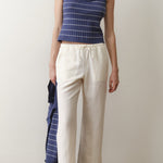Marine Layer Linen Drawstring Pant in Antique White