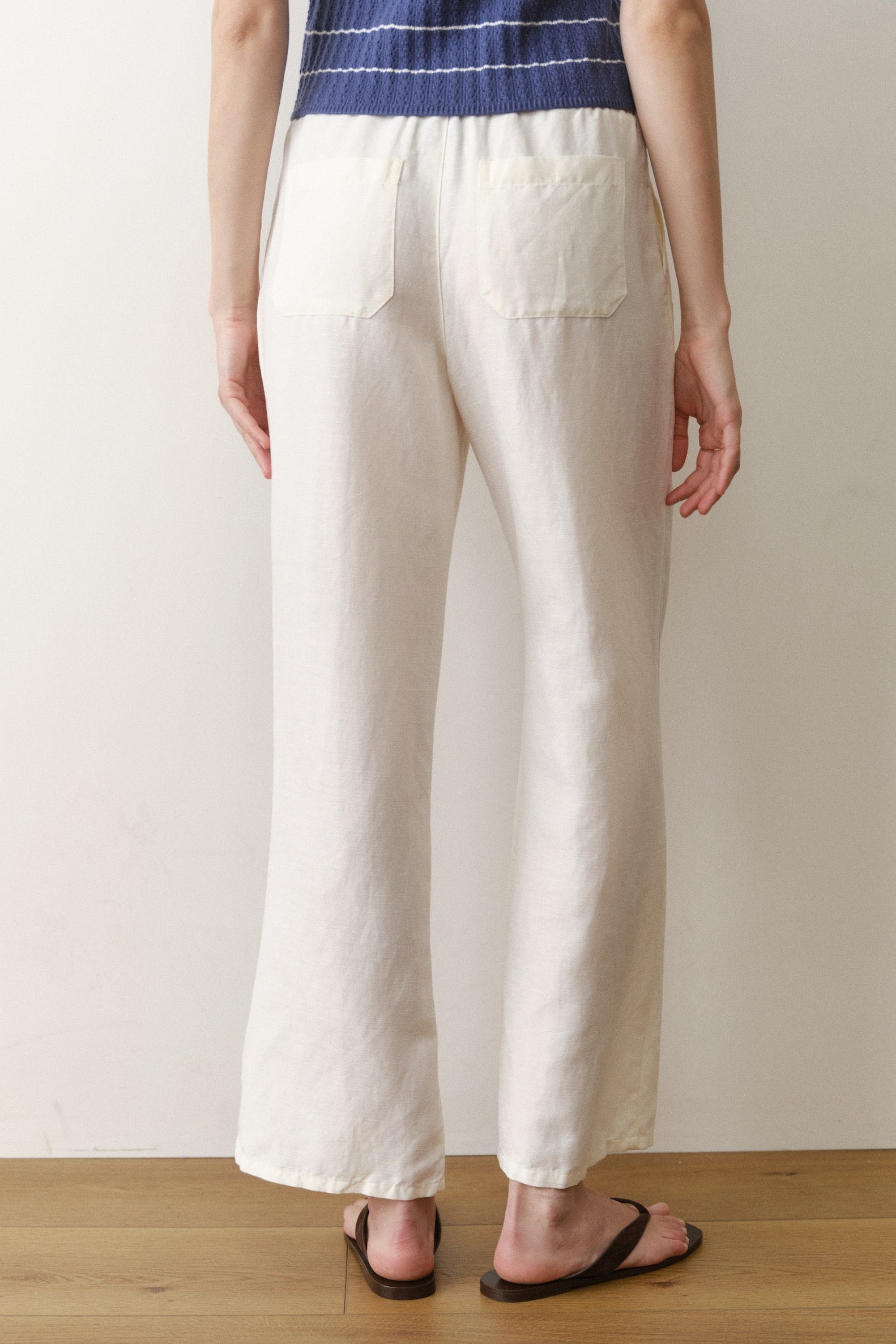 Marine Layer Linen Drawstring Pant in Antique White