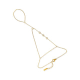 Gold hand chain with four cubic zirconia stations