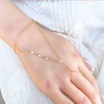 Cubic zirconia hand chain worn from wrist to finger