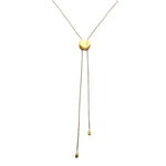 Gold bolo slider necklace with teardrop ends