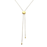 Gold bolo slider necklace with teardrop ends