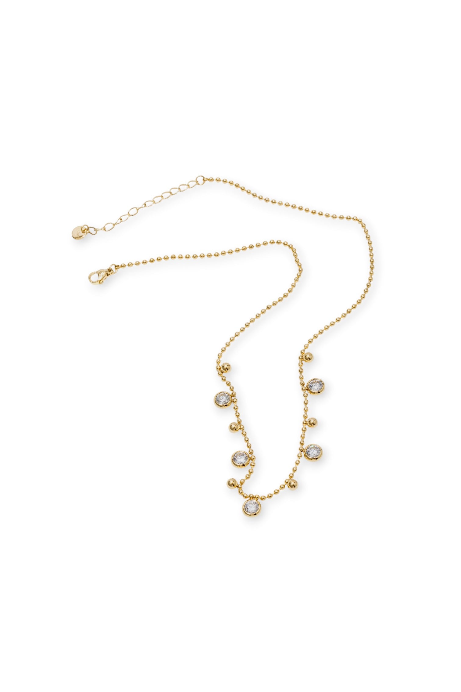 Cubic zirconia ball chain necklace detail