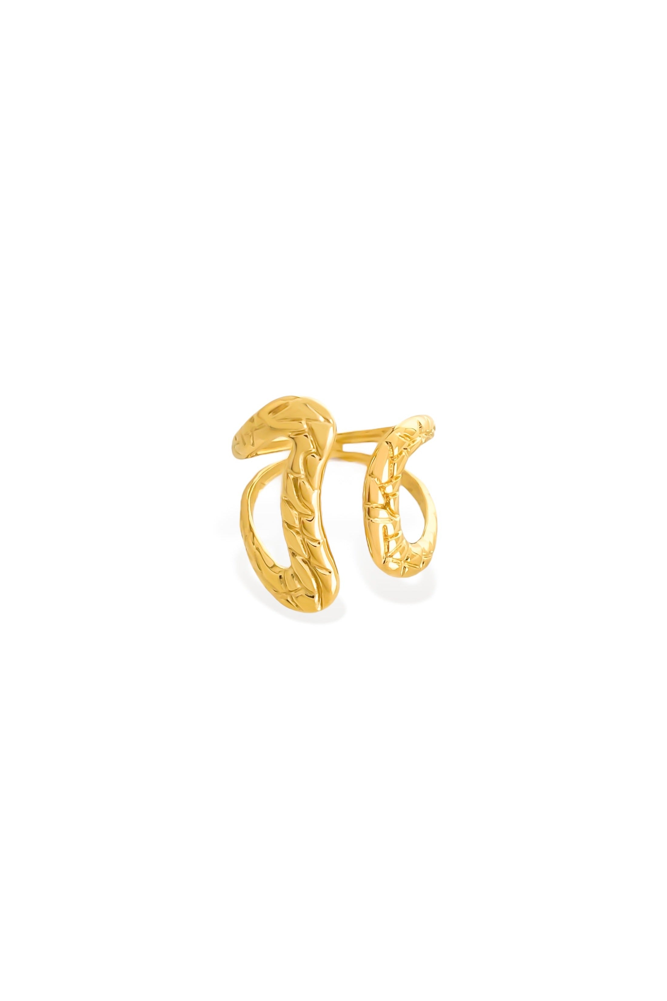 Intertwined loop textured ring in gold