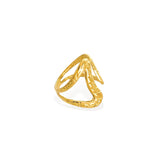 Intertwined loop textured ring gold detail