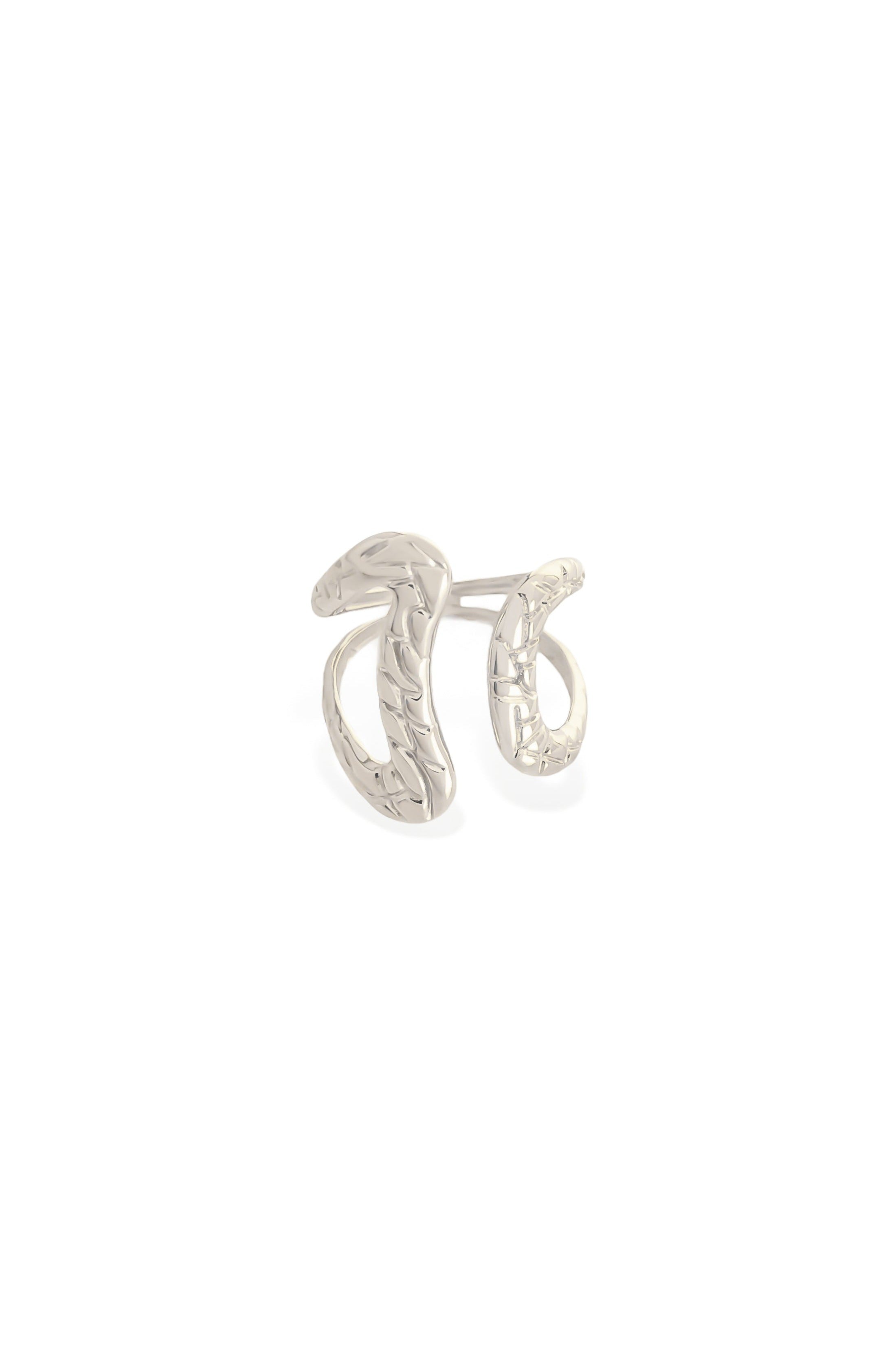 Intertwined loop textured ring in silver