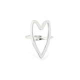 Sculptural heart open ring in silver