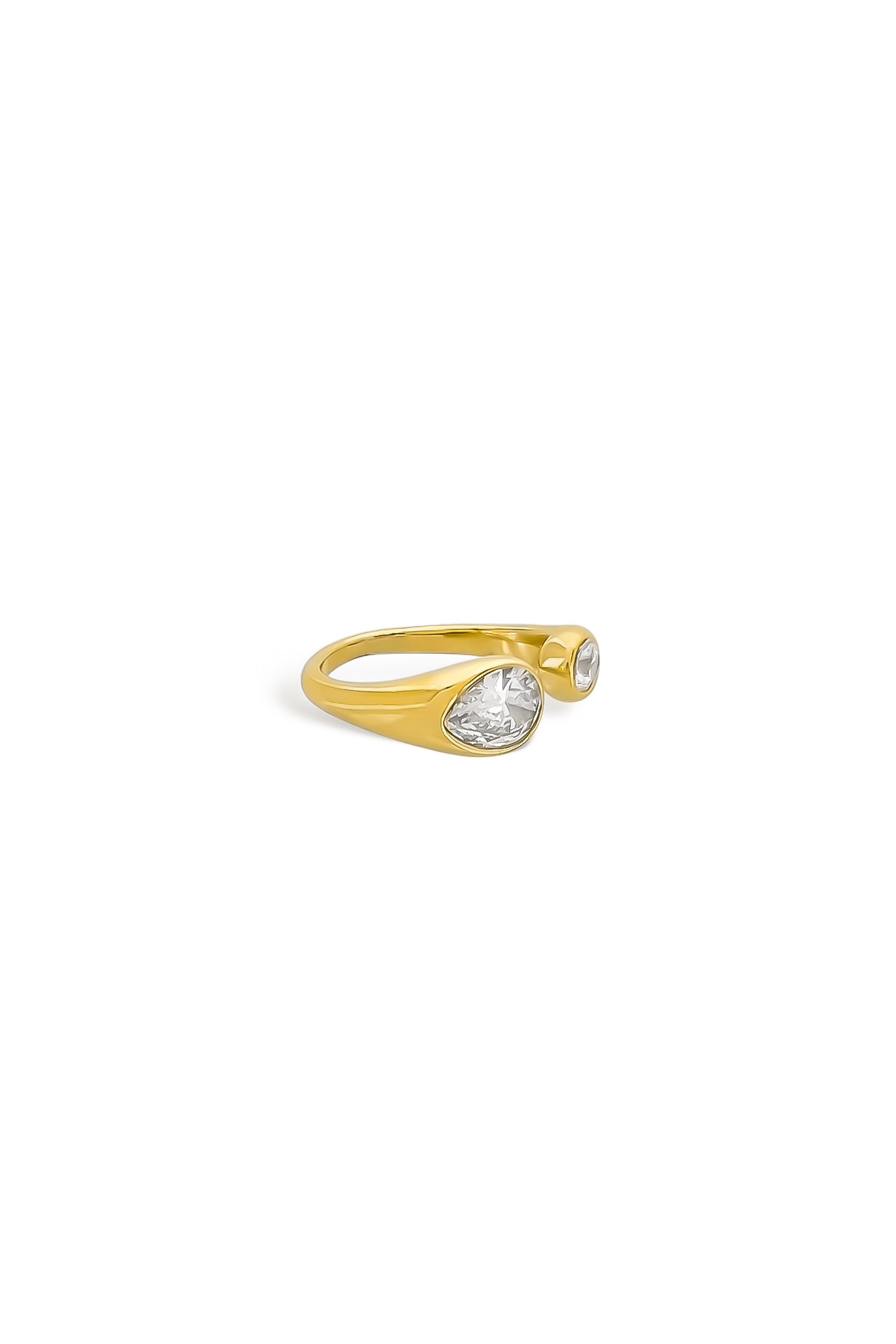 Sculptural wrap cubic zirconia ring gold side view