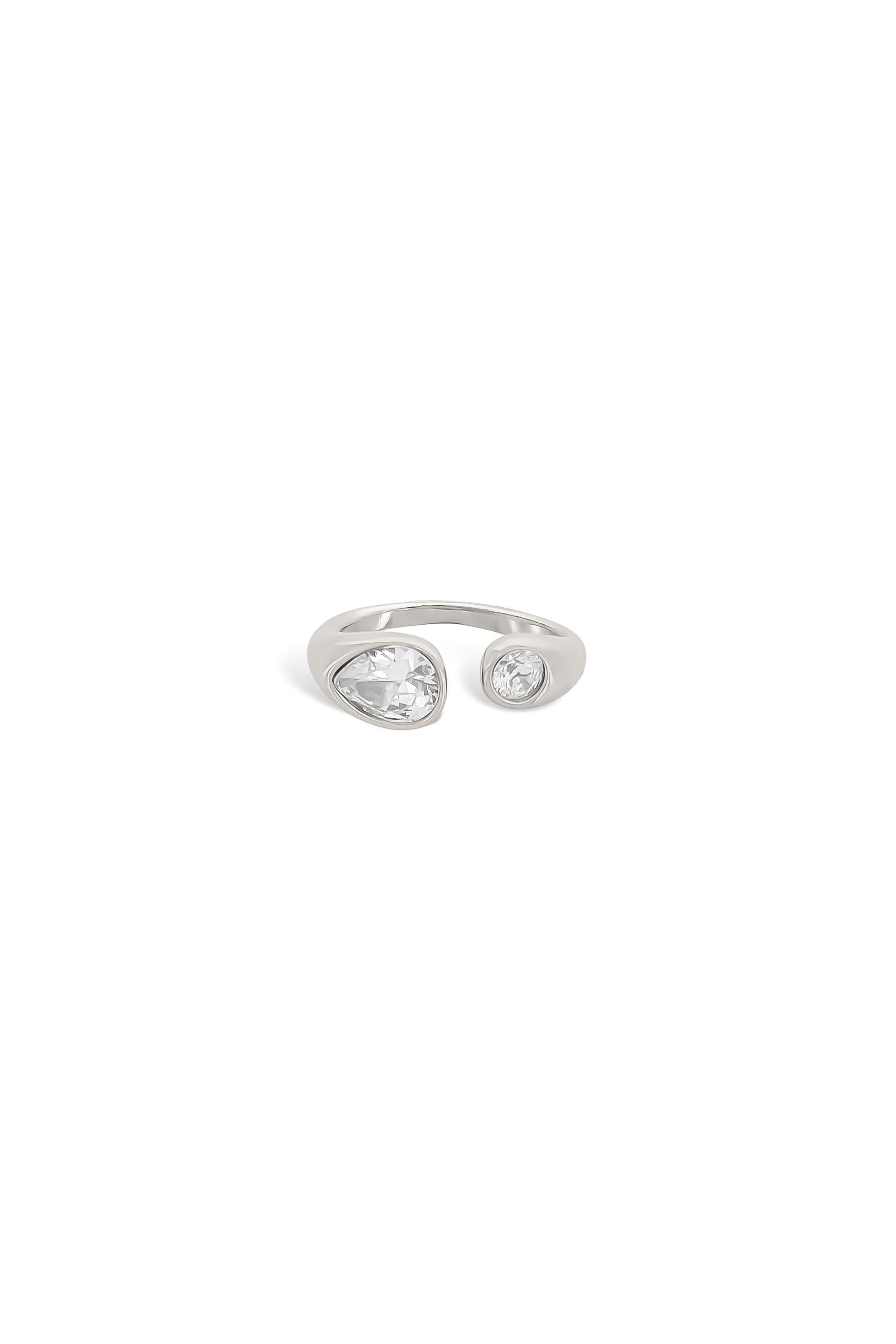 Sculptural wrap cubic zirconia ring in silver