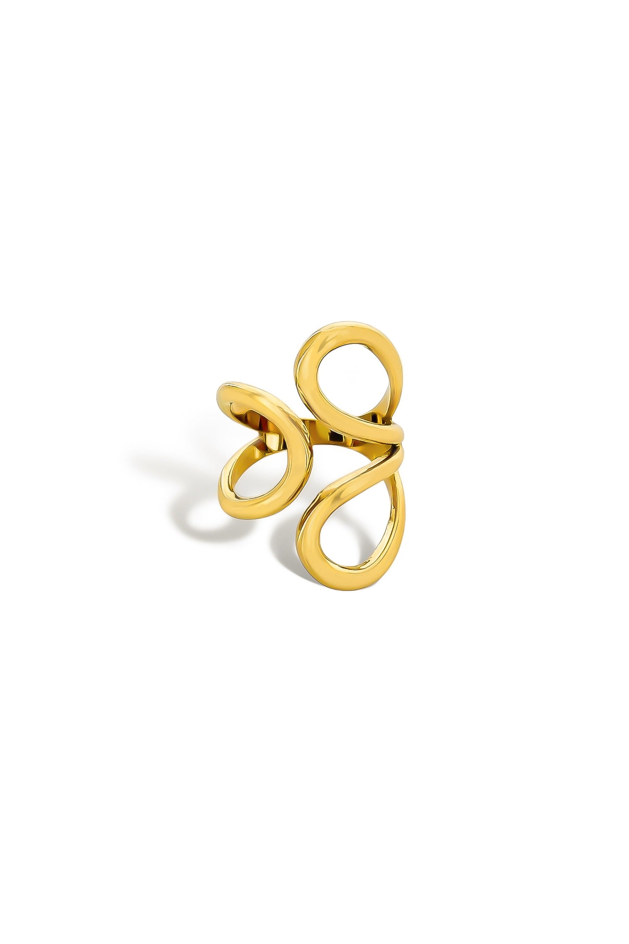 Abstract loop open ring in gold