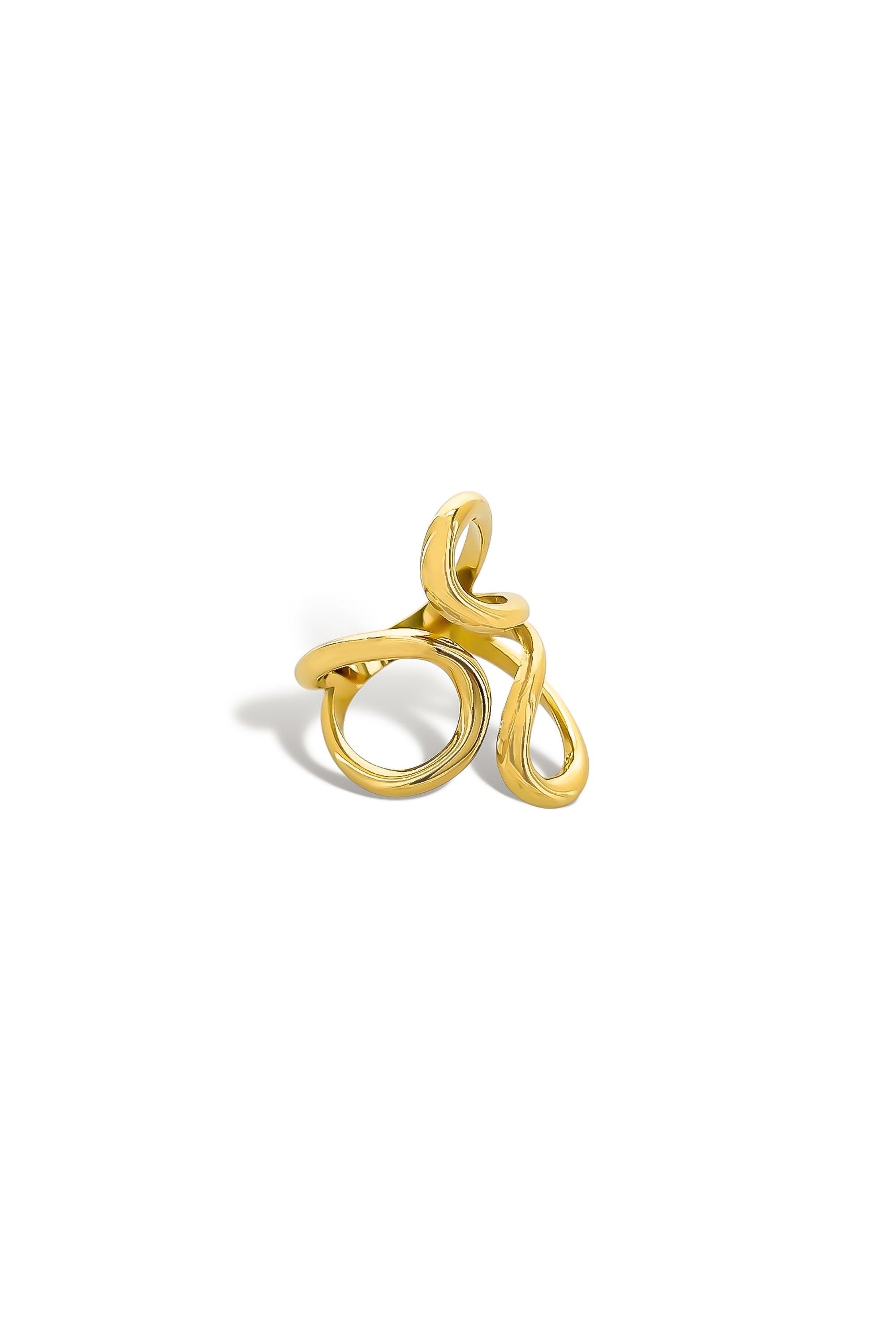 Abstract loop open ring gold detail