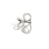 Abstract loop open ring in silver