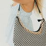 Sienna Slouchy Woven Shoulder Bag in Checkered Black