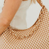Sienna Slouchy Woven Shoulder Bag in Tan Checkered