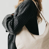 Sienna Slouchy Woven Shoulder Bag in Cream