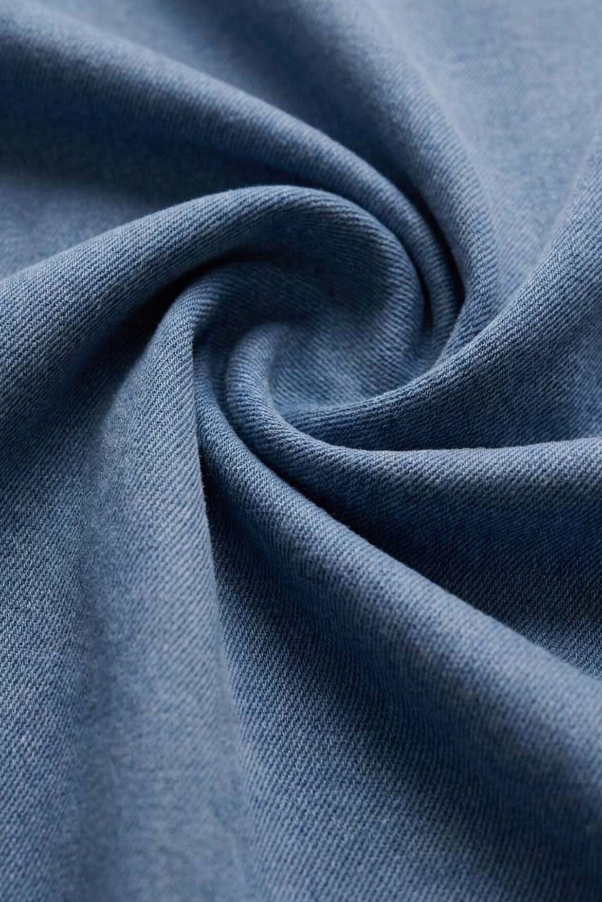 Z Supply Solace Jersey Denim Top in Santorini Indigo, button front detail